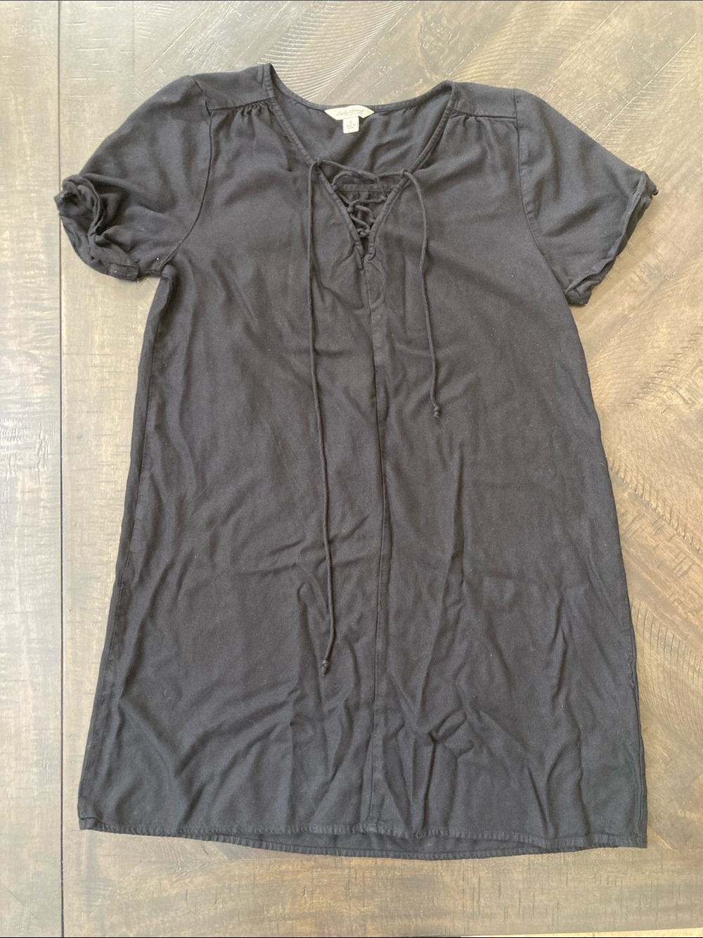 Lucky Brand Black Lace-Up Short Sleeve Dress